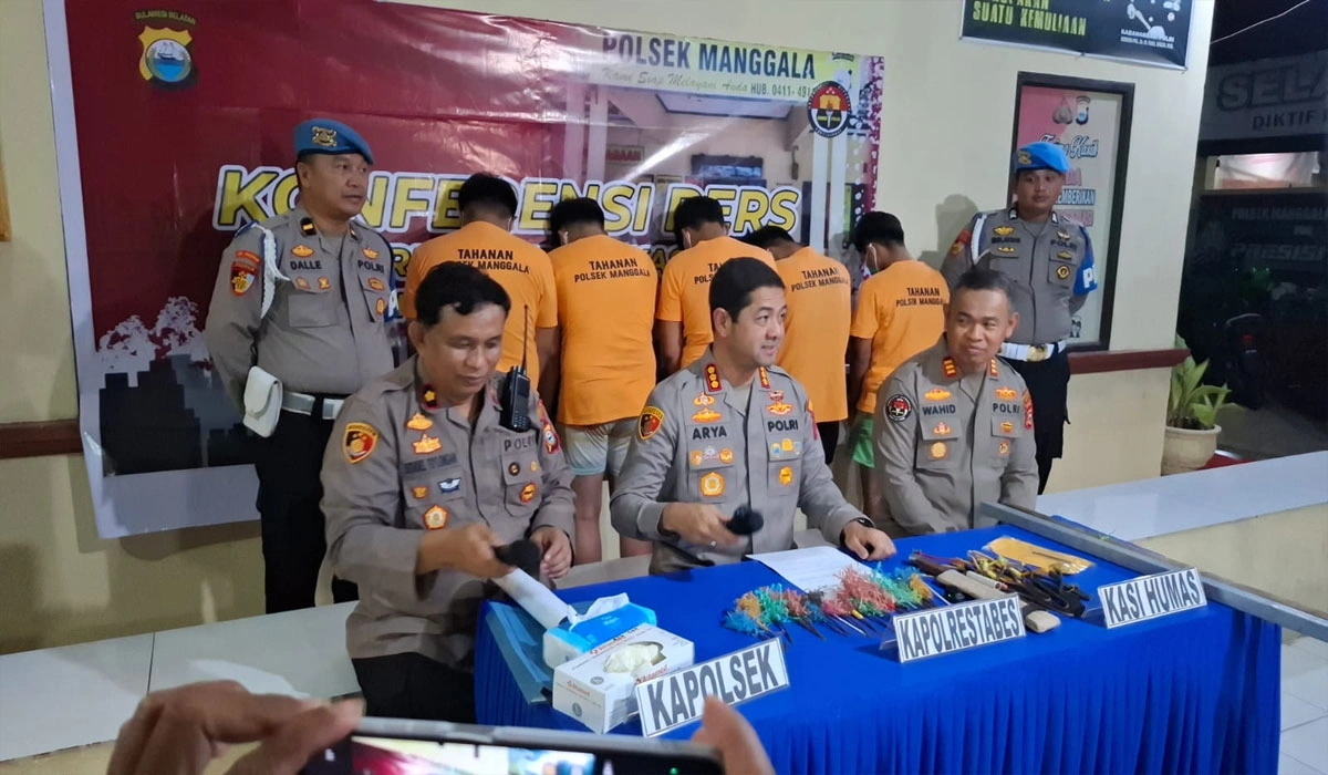 5 Anggota Geng Motor Pelaku Tawuran di Makassar Ditangkap Polisi