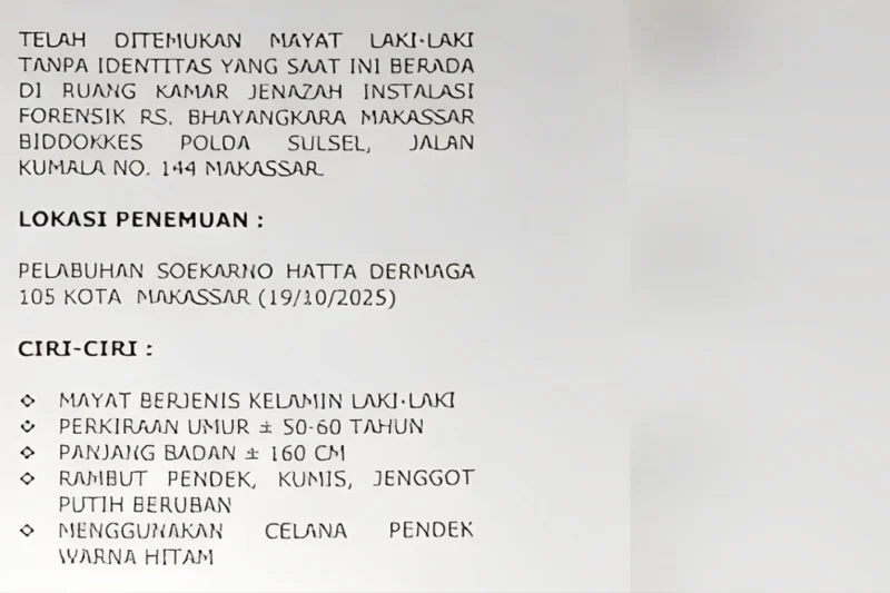 Warga Geger, Pria Berjanggut Putih Mengapung di Pelabuhan Makassar